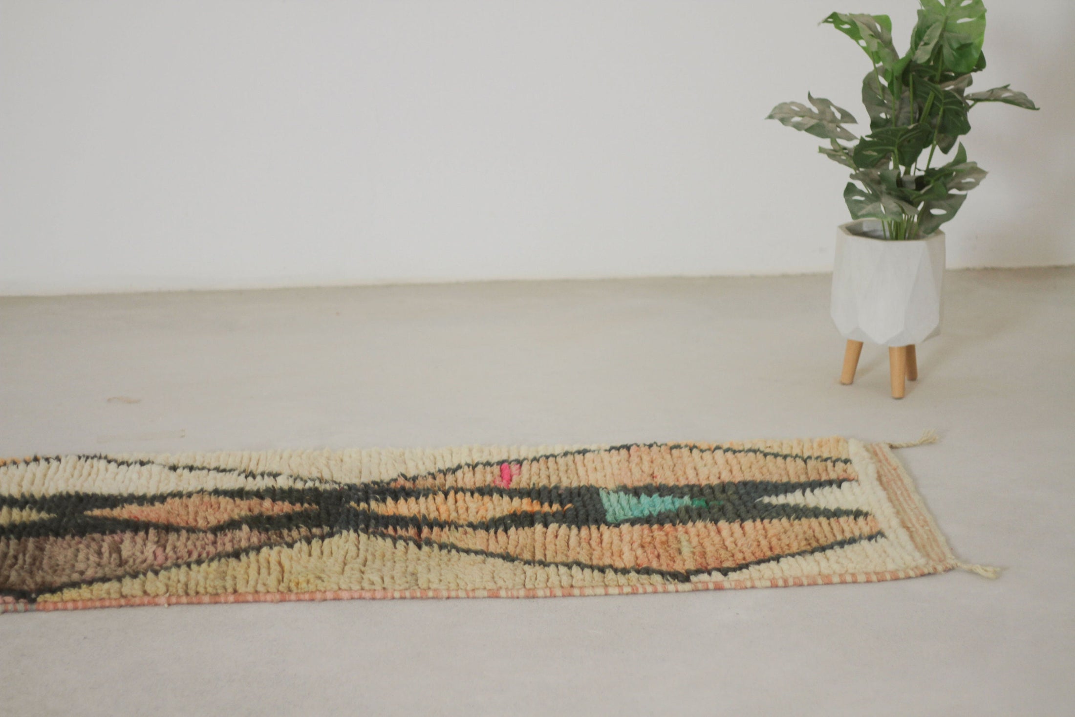 Multicolored 9.5x2 Berber Runner Rug – hallway runner rugs, runner rug, Handmade Wool Rug