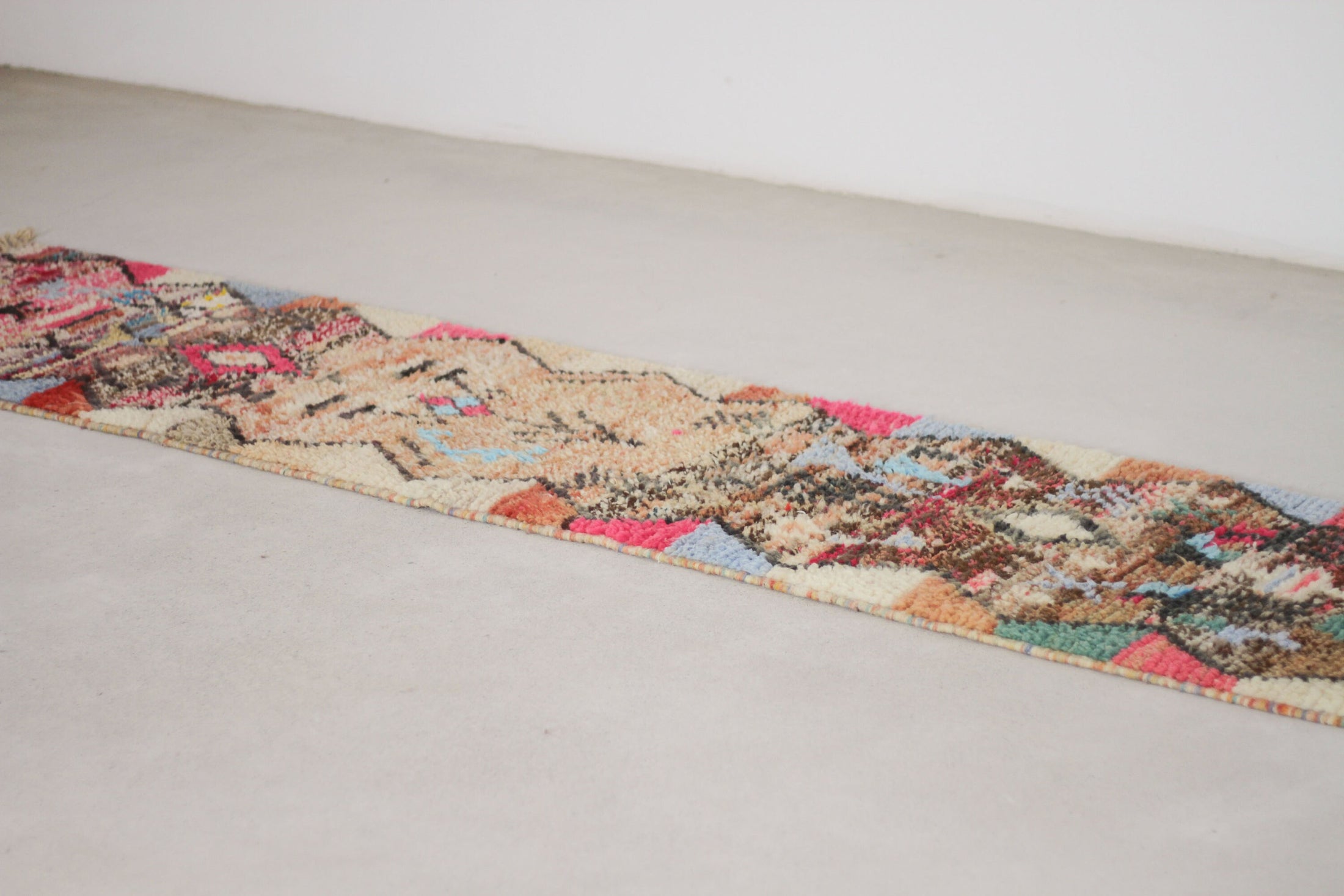 Multicolored 10x2 Moroccan Runner Rug – wool runner rug, Handmade Wool Rug