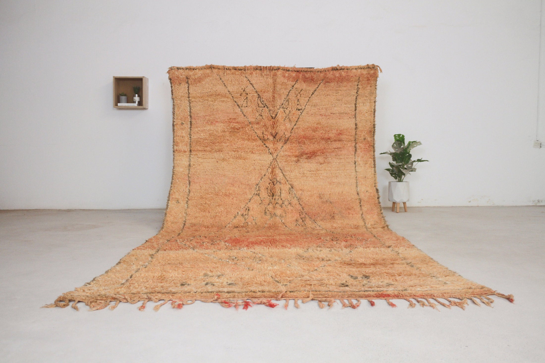 Vintage Moroccan Rug – Handmade Wool Berber rug, 6x11 ft – Peach beni mguild rug