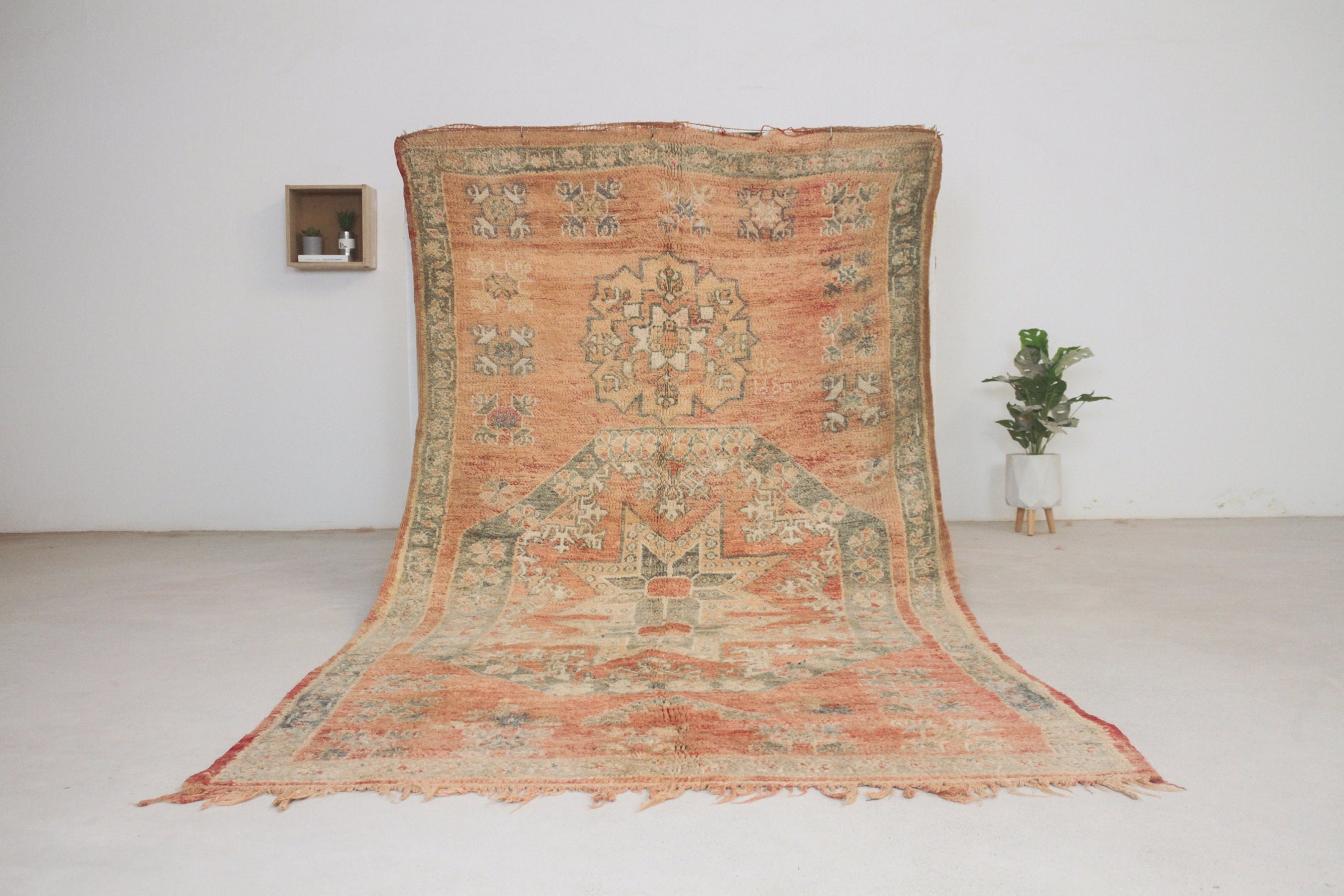 Vintage Moroccan Rug – Handmade Wool Berber rug, 5x10 ft – Peach beni mguild rug