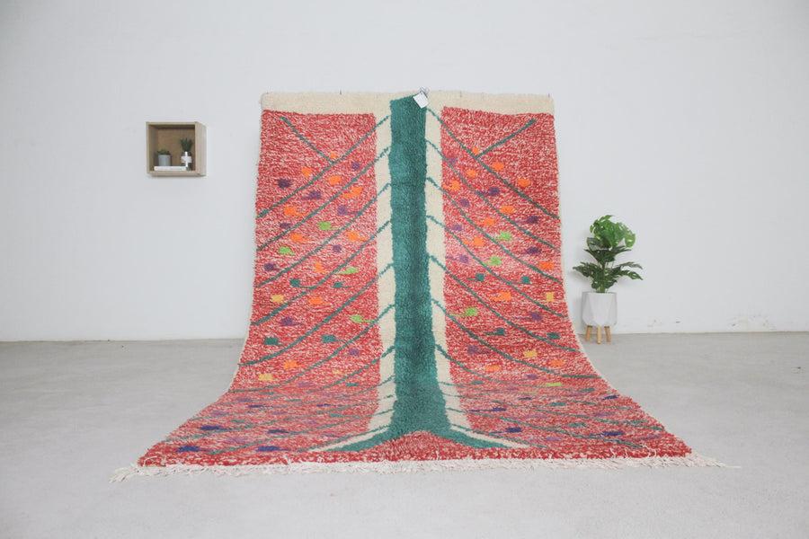 Red Boujaad-style Moroccan rug No. L-A121, all-over pattern, full view
