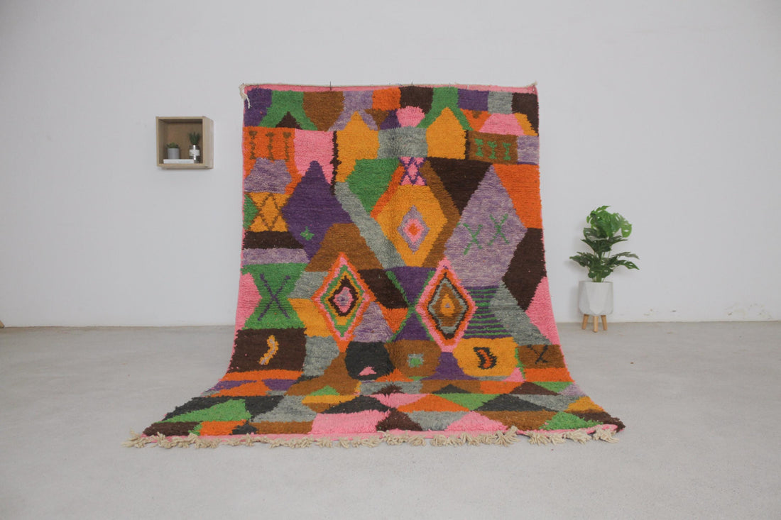 Orange Boujaad-style Moroccan rug No. L-A118, all-over pattern, full view