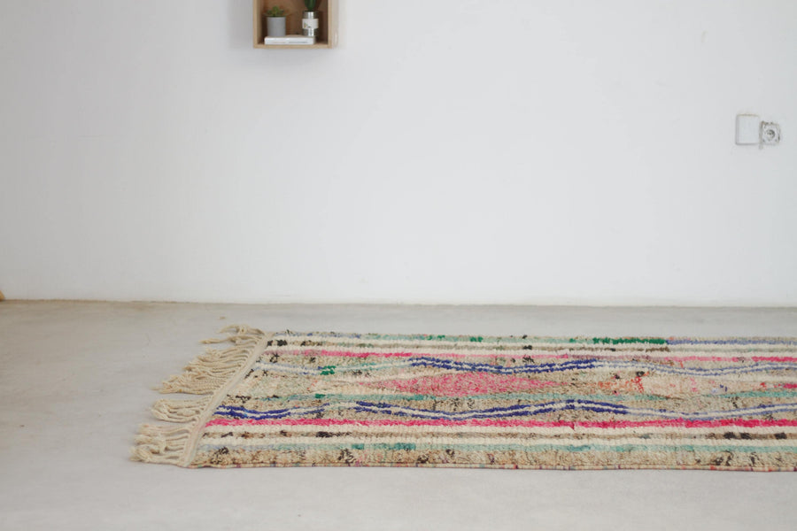 Beige and Pink Boujaad-Style Moroccan Rug, 6'0" x 9'7" – No. L-A109