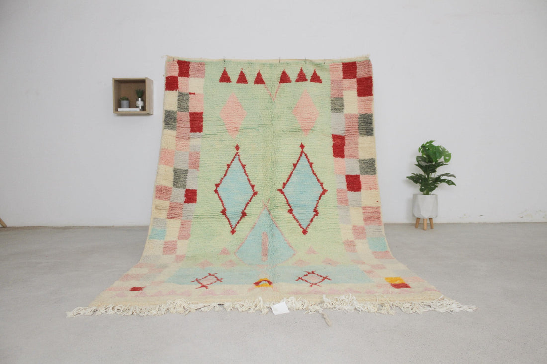 Green Boujaad-style Moroccan rug No. L-A79, border and field, full view