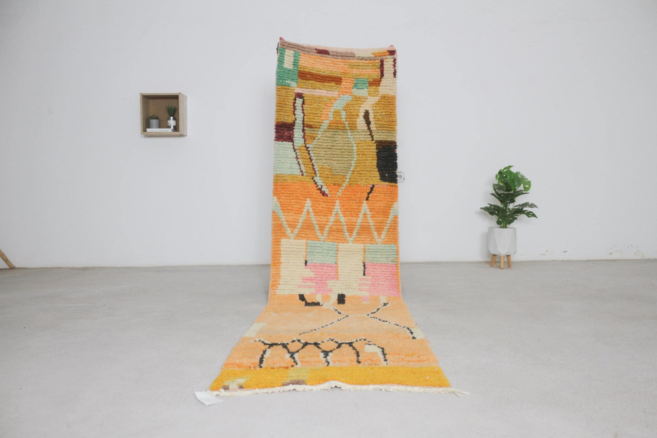 Orange 9x2 Berber Runner Rug – runner rug carpet, berber runner rug, Handmade Wool Rug