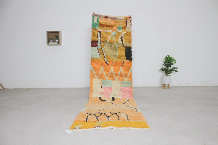 Orange Boujaad-style Moroccan runner No. L-k19, bands across, full view
