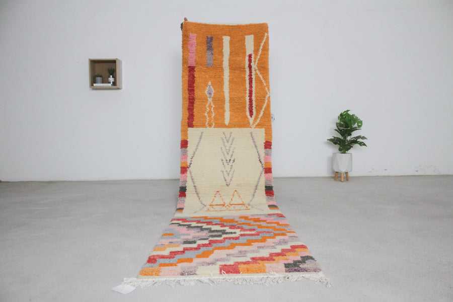 Orange Boujaad-style Moroccan runner No. L-k2, bands across, full view