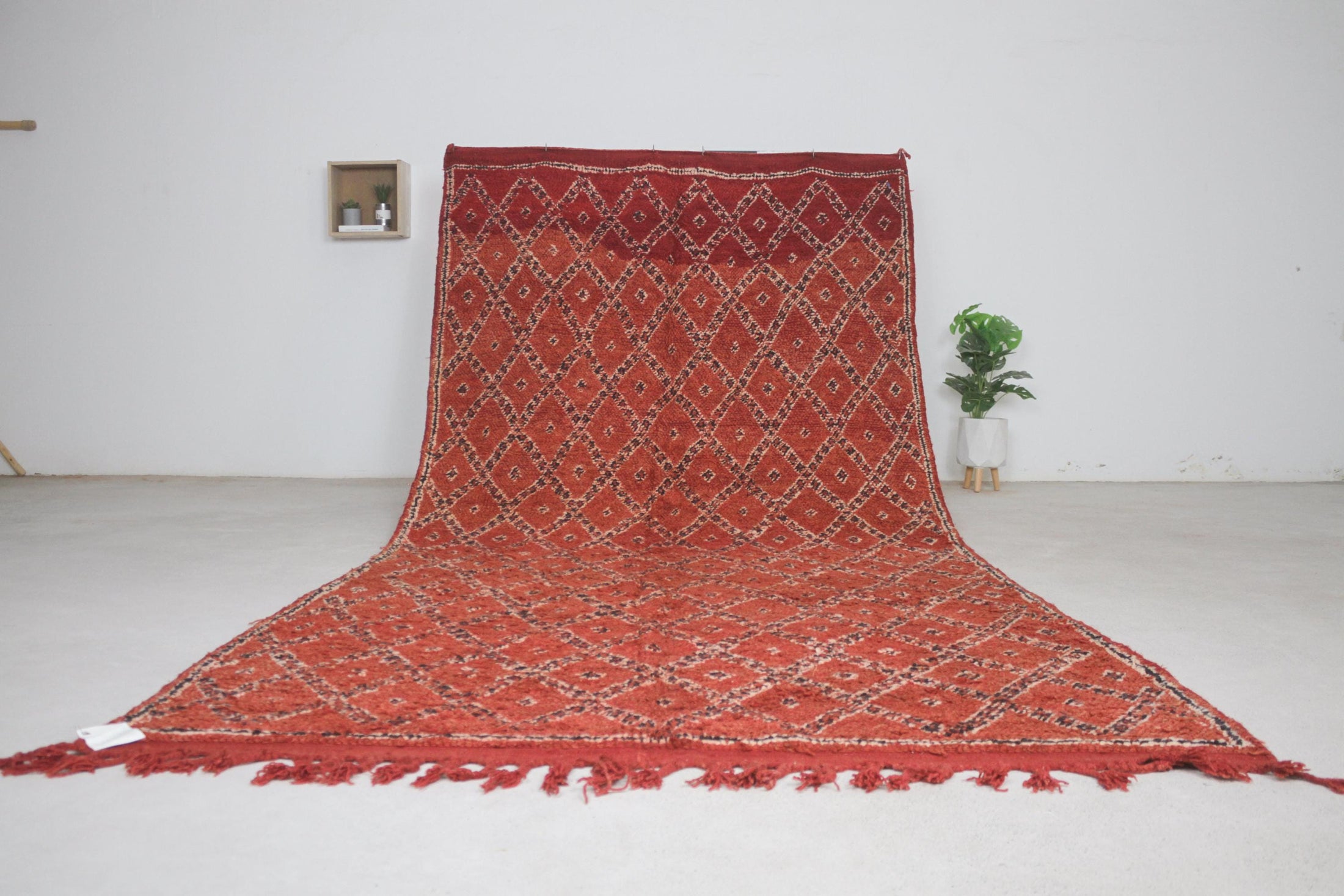 Vintage Moroccan Rug – Handmade Wool Berber rug, 6x12 ft – Red beni mguild rug
