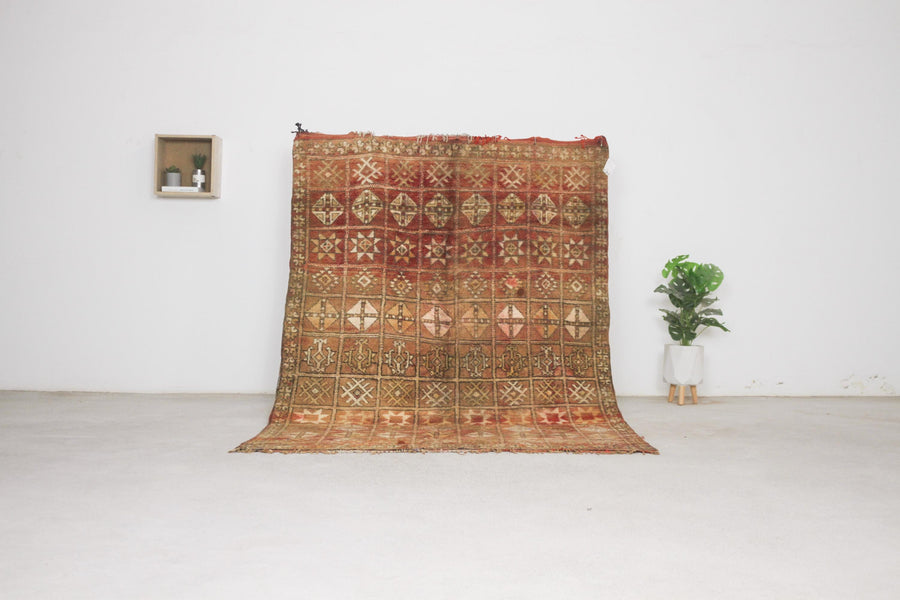 Vintage brown Moroccan rug No. 244, all-over pattern, full view
