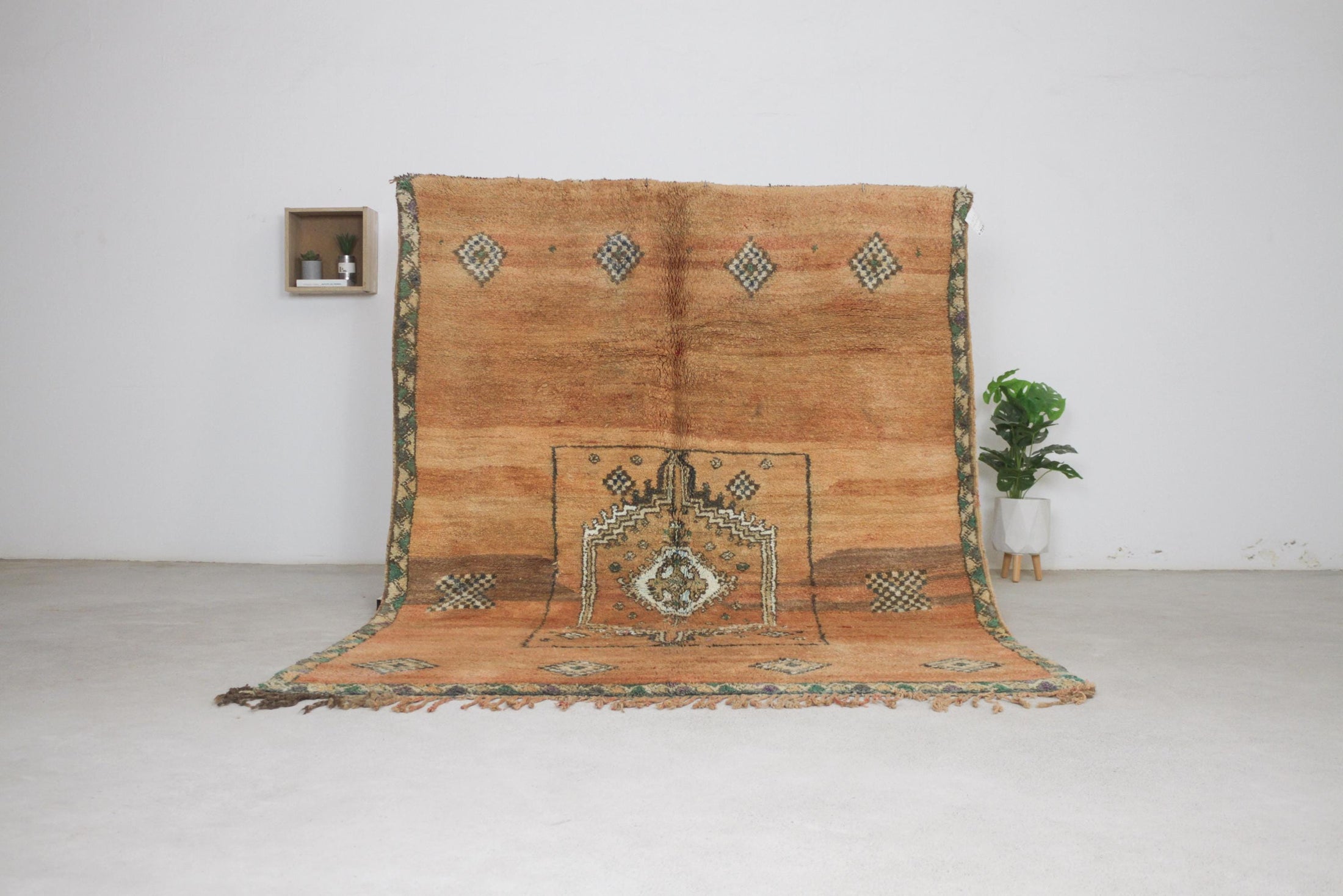 Vintage Moroccan Rug – Handmade Wool Berber rug, 6x8 ft – Brown beni mguild rug