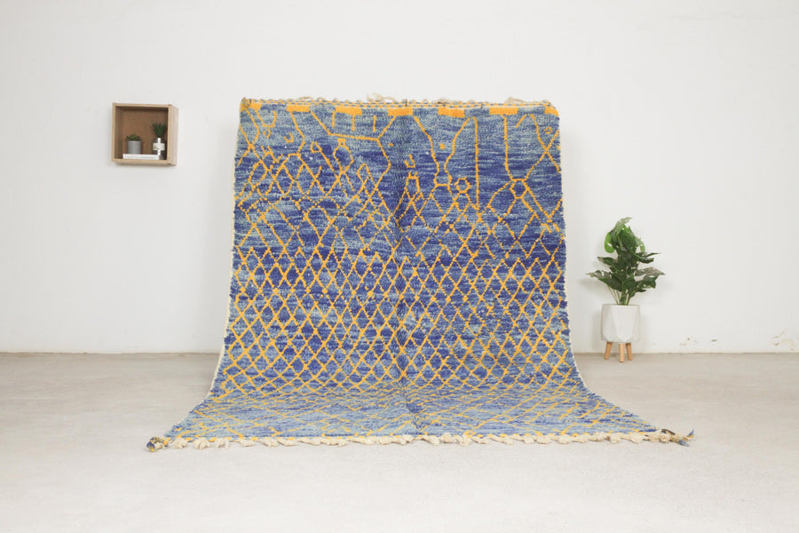 Blue Boujaad-style Moroccan rug No. bj-25, all-over pattern, full view