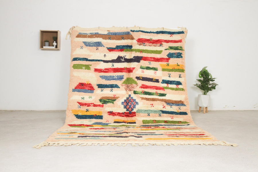 Cream Boujaad-style Moroccan rug No. bj-10, all-over pattern, full view