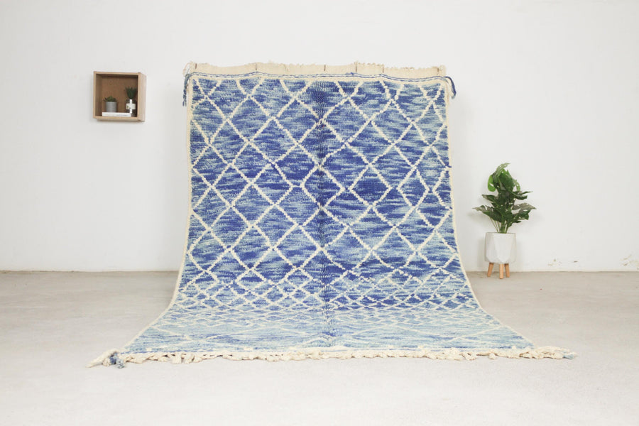 Blue Boujaad-style Moroccan rug No. bj-16, all-over pattern, full view