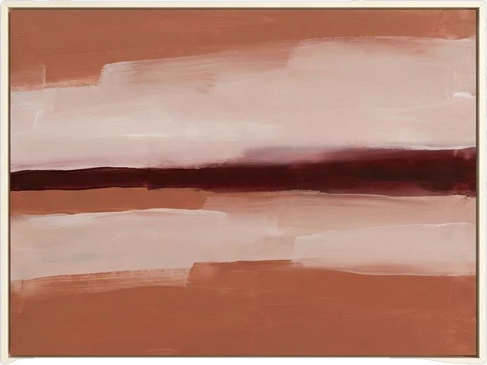 Framed painting: abstract painting of horizontal bands of terracotta earth