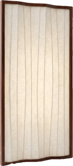 Room divider: room divider about 190 cm high made of a rosewood frame holding gently wavy vertical panels of n
