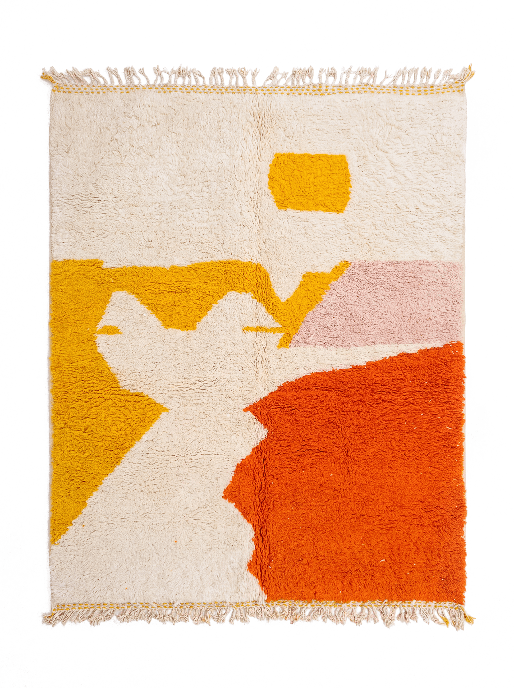 Orange Moroccan Beni Ourain Rug – boho area rug, moroccan shag rug, Handmade Wool Rug