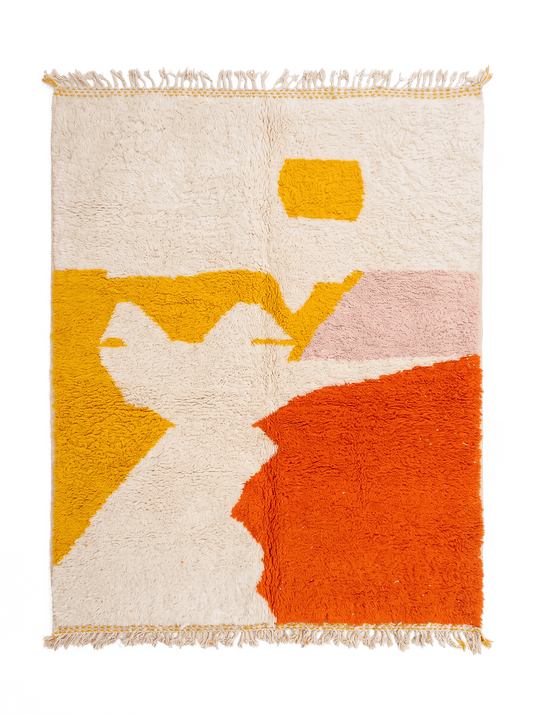 Orange Moroccan Beni Ourain Rug – boho area rug, moroccan shag rug, Handmade Wool Rug