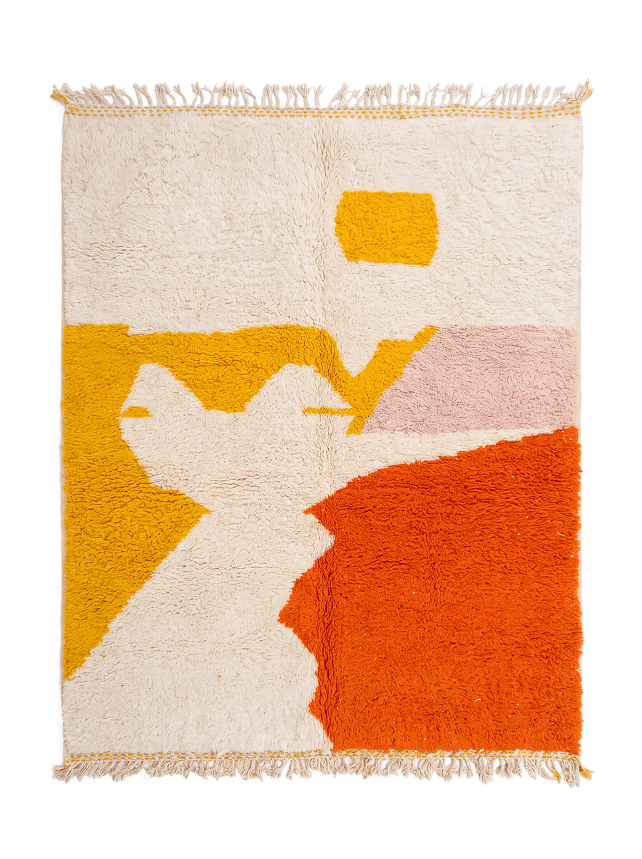 Orange Moroccan Beni Ourain Rug – boho area rug, moroccan shag rug, Handmade Wool Rug