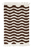 Load image into Gallery viewer, Ripple Tide wavy wool rug, cream waves on dark espresso brown, full view
