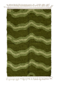 Load image into Gallery viewer, Twin Tide wavy wool rug, moss green waves and sage olive lines on olive green, full view
