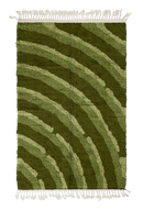 Pool Tide wavy wool rug, moss green waves and sage olive lines on olive green, full view