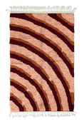 Load image into Gallery viewer, Pool Tide wavy wool rug, oxblood red waves and terracotta lines on blush pink, full view
