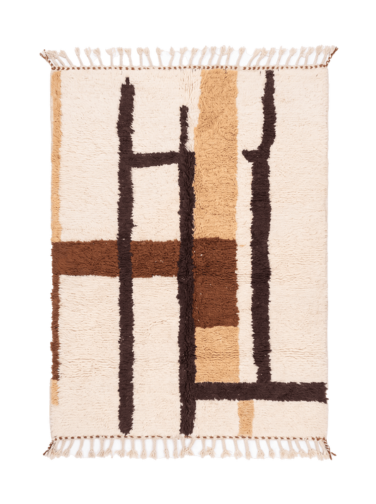 Beige Moroccan Beni Ourain Rug – moroccan berber rug, bohemian area rugs, Handmade Wool Rug