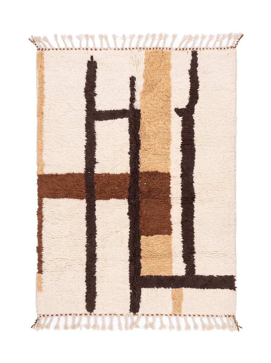 Beige Moroccan Beni Ourain Rug – moroccan berber rug, bohemian area rugs, Handmade Wool Rug
