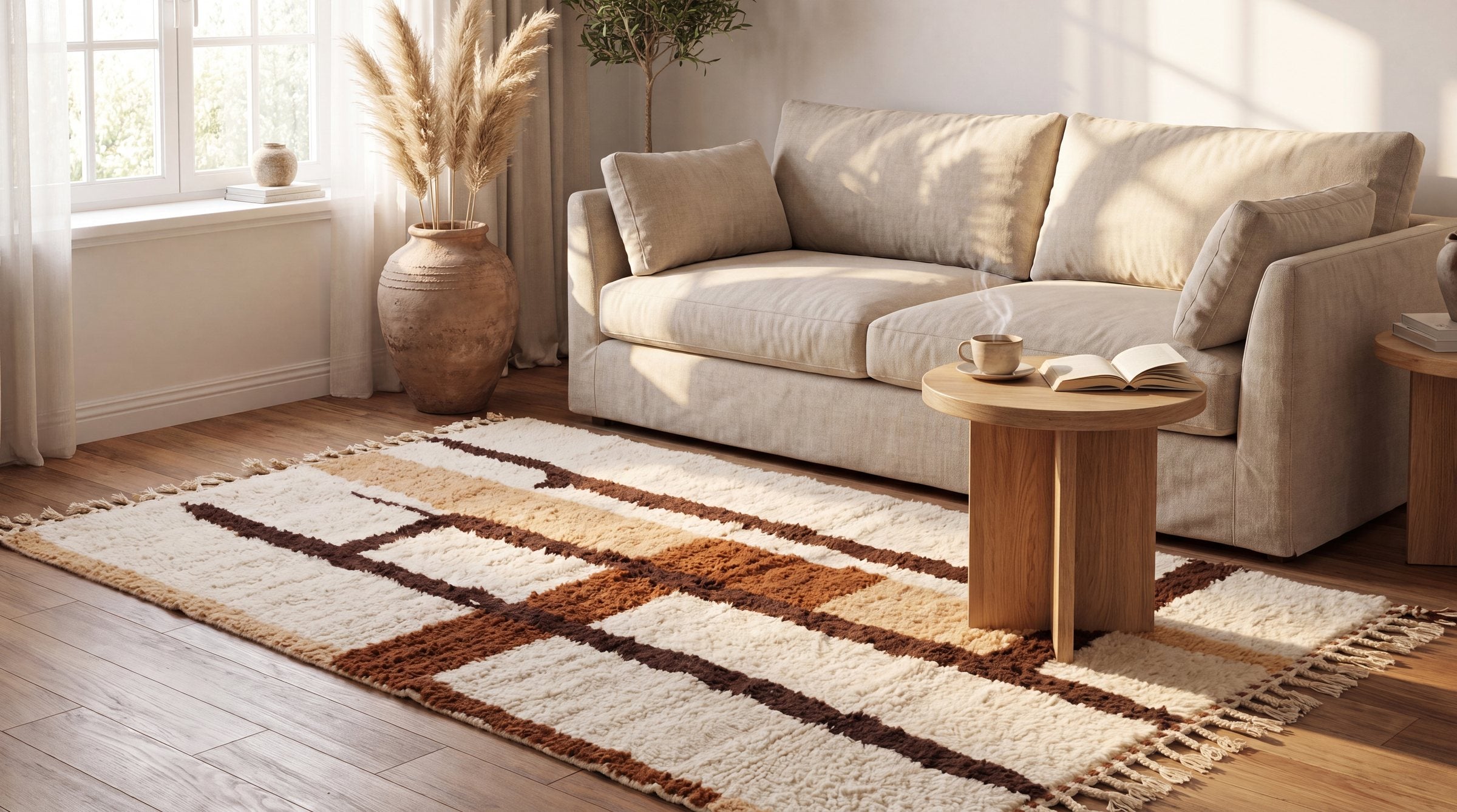 A finished rug drying flat under the sun