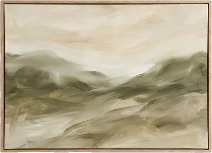 Misty olive landscape painting