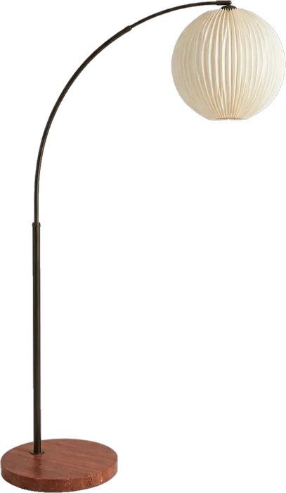 Arc floor lamp with a paper globe shade