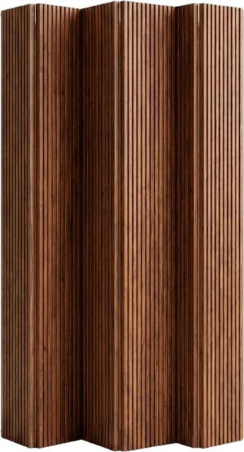 Reeded walnut folding screen