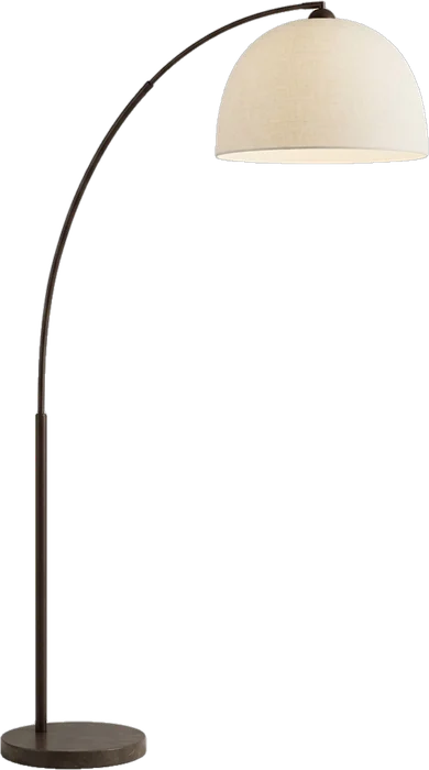 Arc floor lamp with a linen dome shade