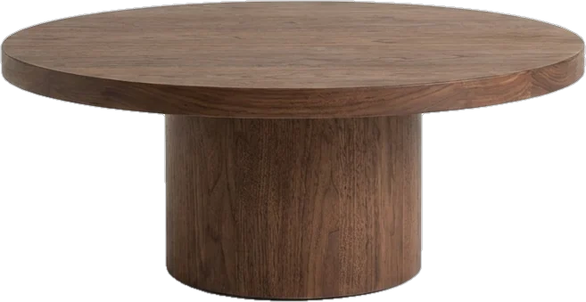 Round walnut coffee table