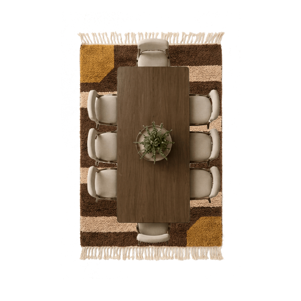 Dining room with a 6 × 9 ft rug
