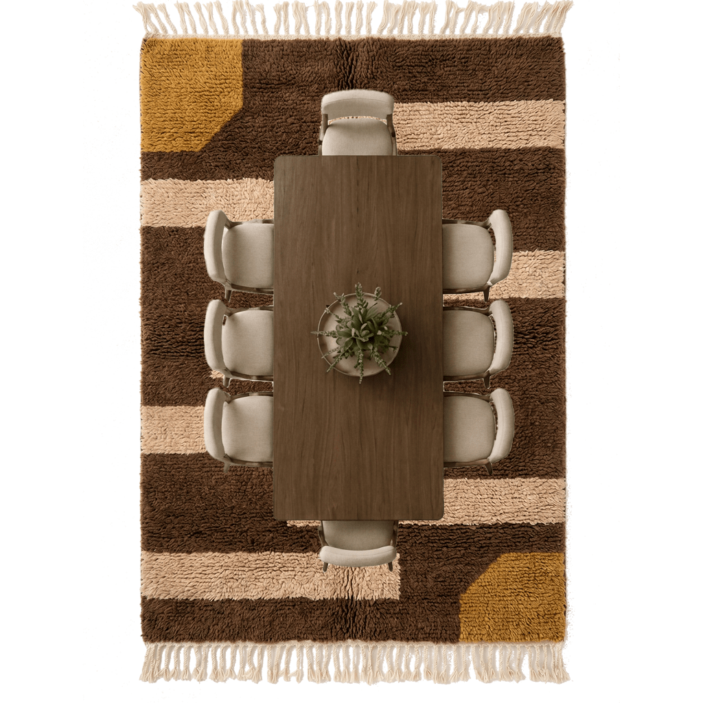 Dining room with a 9 × 12 ft rug